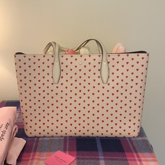 Nwt Kate spade all day heart printed pvc large tote bag - Picture 5 of 16